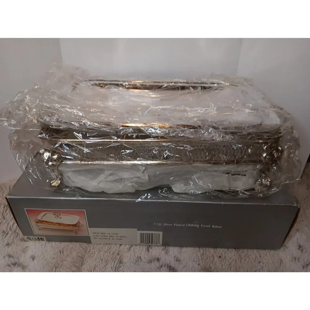 2 Qt Silver Plated Oblong Food Baker with Cover - Never Used